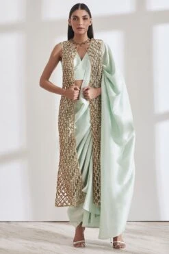 431-88 By Shweta Kapur Pre Draped Sari With Blouse & Embroidered Jacket