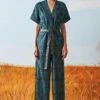 Ikai Teal Shibori Dyed Jumpsuit