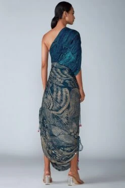 Saaksha & Kinni Blue Abstract Printed Sari Dress -Echo Clothing Store sk070928 2