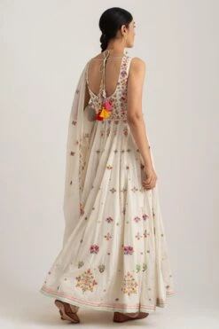 White Long Floral Anarkali -Echo Clothing Store skak21 4