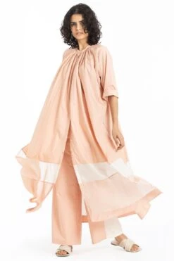 Echo Clothing Store 53 Three Pale Pink Gathered Neck Shirt Co-ord Set