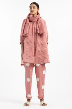 Three Dusty Rose Co Ord Set With Scarf