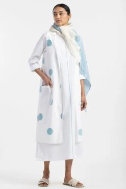 Three White Polka Dotted Tunic Set With Scarf -Echo Clothing Store ss21 set 31 xs 3