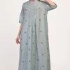 Ikai Sky Blue Yoke Gathered Dress