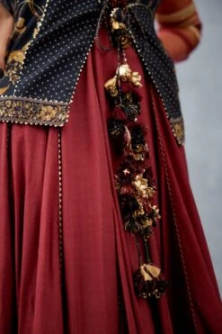 Torani Burgundy Bhagalpuri Printed Anarkali With A Jacket 8 Torani Burgundy Bhagalpuri Printed Anarkali With A Jacket -Echo Clothing Store tr 1309tg12 3