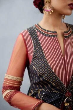 Torani Burgundy Bhagalpuri Printed Anarkali With A Jacket 9 Torani Burgundy Bhagalpuri Printed Anarkali With A Jacket -Echo Clothing Store tr 1309tg12 4