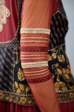 Torani Burgundy Bhagalpuri Printed Anarkali With A Jacket 10 Torani Burgundy Bhagalpuri Printed Anarkali With A Jacket -Echo Clothing Store tr 1309tg12 5