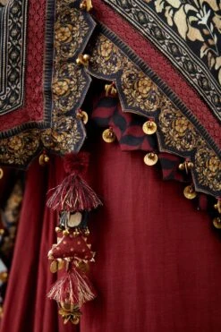 Torani Burgundy Printed Scarf With A Leheriya Border -Echo Clothing Store tr 1309tg28 3