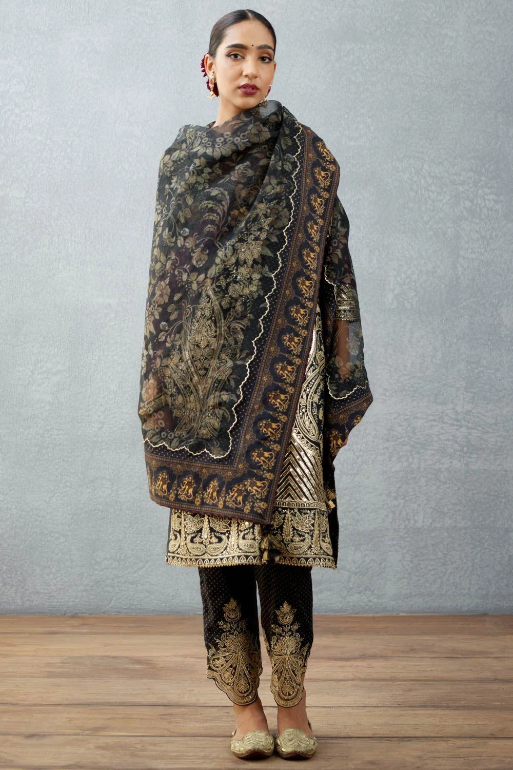 Torani Jet Black Printed Scarf 1 Torani Jet Black Printed Scarf