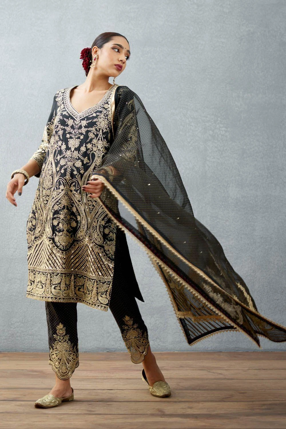 Torani Jet Black Printed Scarf 2 Torani Jet Black Printed Scarf - Image 2