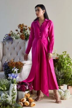 Twinkle Hanspal Fushcia Pleated Jumpsuit