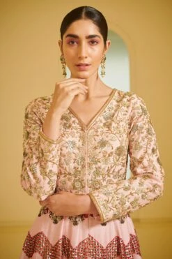 Varun Bahl Light Pink Chevron Kalidar Anarkali -Echo Clothing Store vbcw20lh 024 5