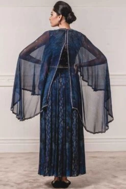 Tarun Tahiliani Indigo Chiffon Anarkali Set -Echo Clothing Store ww awt txp dl 2 cw 54 3