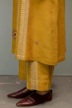 Divyam Mehta Yellow Matka Silk Kurta Set With Kantha Details 7 Divyam Mehta Yellow Matka Silk Kurta Set With Kantha Details -Echo Clothing Store y 5453 4